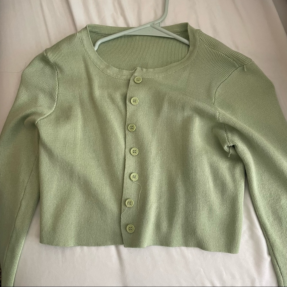 Light green cardigan top